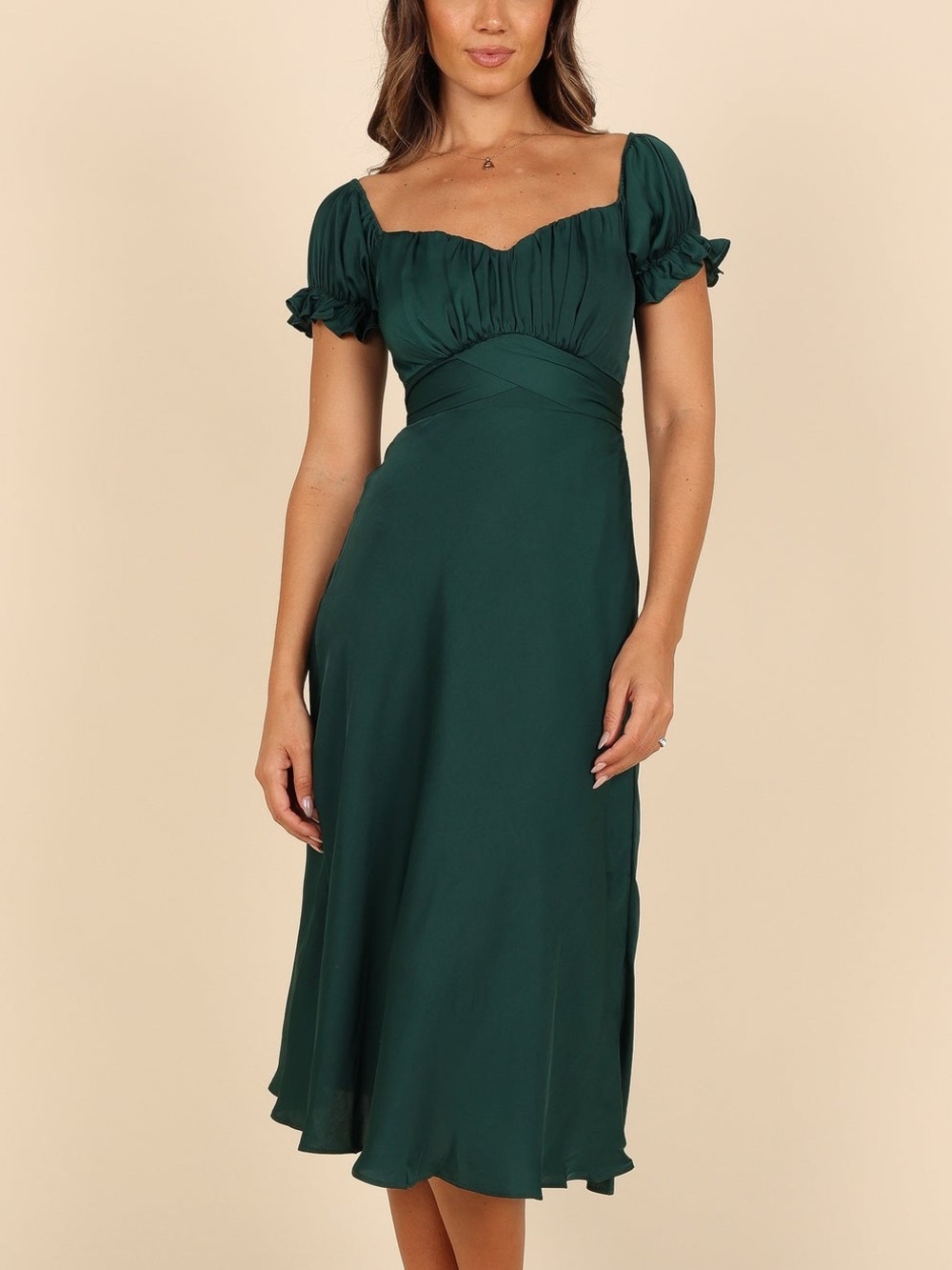 NEW Petal & Pup Mickenna Sweetheart Frill Midi Dress Emerald Green, Wedding - Picture 5 of 10